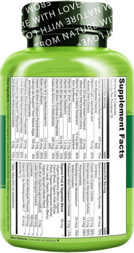 Naturelo Whole Food Multivitamin For Teenage Boys - Vitamins And Minerals Supplement For Active Kids - With Plant Extracts - Non-Gmo - Vegan & Vegetarian - 60 Capsules