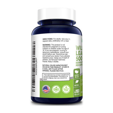 Wild Lettuce Leaf 500 mg 180 Veggie caps ( Non-GMO, Extract 4:1 & Gluten-Free)