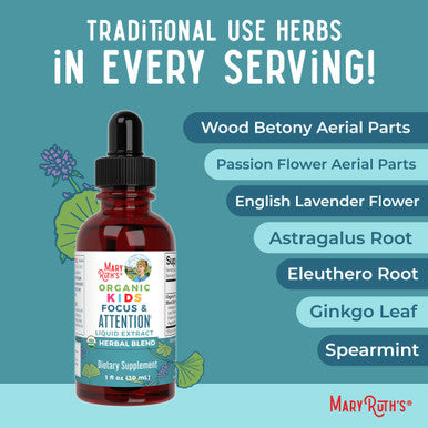 MaryRuth Organics Kids Brain Supplements for Memory and Focus and Attention 30 ML