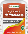 Best Naturals High Potency Nattokinase 4000 FU Per Serving/ 200 mg per Serving 240 Vegetarain Capsules Non-GMO Gluten Free