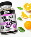 Kaya Naturals Hair Skin Nail Capsules BIOTIN Vitamin D Vitamin B12 A Folic Acid Support Hair Support Vitamin Supplement 180 Count