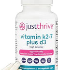 Just Thrive Vitamin K27 Plus D3 Immune Heart and Bone Health Supplement 60 Vegetable Capsules