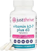 Just Thrive Vitamin K27 Plus D3 Immune Heart and Bone Health Supplement 60 Vegetable Capsules