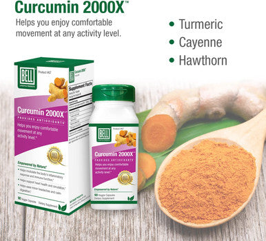 Bell Turmeric Curcumin with Black Pepper 2000X Helps You Enjoy Comfortable Movement and Modulate The Bodys Inflammatory Response Turmeric Capsules Researched and Sold Directly by The Manufacturer