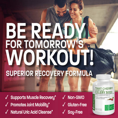 Bronson Tart Cherry Extract + Celery Seed Capsules - Powerful Uric Cleanse, Joint Mobility Support & Muscle Recovery Supplement - Non GMO Formula, 120 Vegetarian Capsules