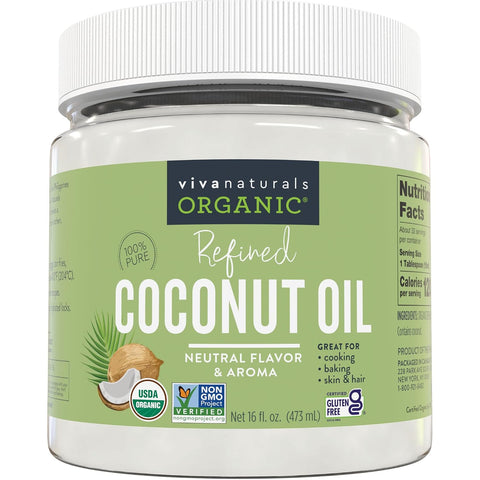 Viva Naturals Organic Coconut Oil, 32 fl oz ÃƒÂ¢Ã¢â€šÂ¬Ã¢â‚¬Å“ Unrefined, Cold-Pressed Extra Virgin Coconut Oil, USDA Organic & Non-GMO, Natural Cooking Oil, Hair Oil & Skin Oil