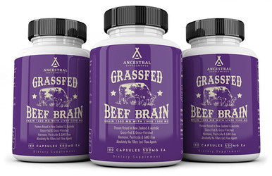 Ancestral Supplements Grass Fed Brain (with Liver) Supports Brain, Mood, Memory Health (180 Capsules)