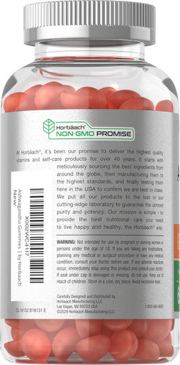 Horbaach Ashwagandha Gummies For Women And Men 60 Count Vegan, Non-Gmo, Gluten Supplement Tropical Flavor