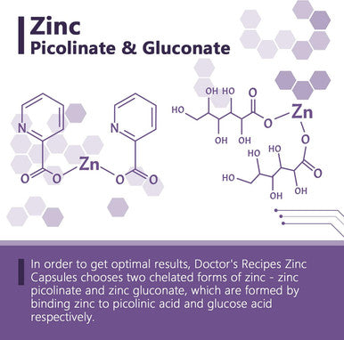 Doctor S Recipes Zinc Capsules 50 Mg From Highly Absorbable Zinc Picolinate & Gluconate, Supports Natural Immune Defense, Dna & Protein Formation, Cell Growth, Non-Gmo No Dairy 90 Veggie Caps