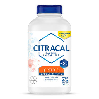 Citracal Petites, Highly Soluble, Easily Digested, 400 mg Calcium Citrate with 500 IU Vitamin D3, Bone Health Supplement for Adults 375 Caplets