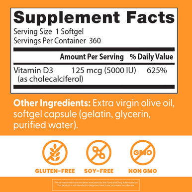 Doctor's Best Vitamin D3 5000 IU 360Softgls