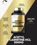 Carlyle Acetyl L-Carnitine HCL | 500mg | 180 Count | Non-GMO and Gluten Supplement