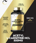Carlyle Acetyl L-Carnitine Hcl | 500Mg | 180 Count | Non- Gmo And Gluten Free Supplement