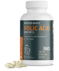 Bronson Folic 800 MCG Supports Prenatal Development, 1 Year Supply, Non-GMO, 360 Tablets
