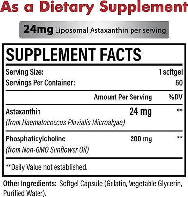 Osasuna Liposomal Astaxanthin Supplement 24Mg 60 Softgels