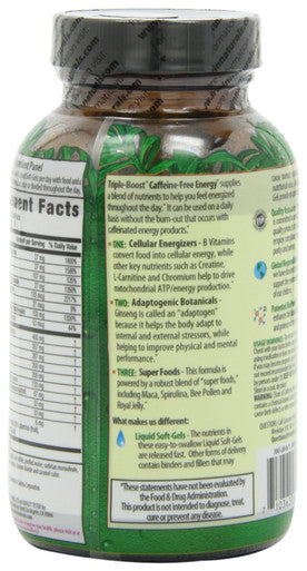 Irwin Naturals Triple-Boost Caffeine-Free Energy - Lasting, Jitter-Free Focus - Brain Boosting Nootropic - 75 Liquid Softgels (Pack Of 2)