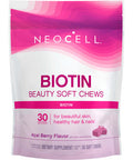 Neocell Biotin Beauty Soft Chews For Healthy Skin Hair Nails Energy Support Supplement Acai Berry Flavor Soft Chews 30 Count 1 Bag