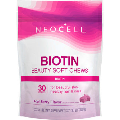 Neocell Biotin Beauty Soft Chews For Healthy Skin Hair Nails Energy Support Supplement Acai Berry Flavor Soft Chews 30 Count 1 Bag