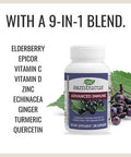 Nature's Way Sambucus Advanced Immune Capsules with Black Elderberry, Vitamin C, Vitamin D, Echinacea*, and Zinc, Immune Support with EpiCor*, 80 Count