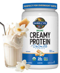 Garden of Life Creamy Vanilla Cookie Protein Powder + Oatmilk 20G Organic Vegan Plant Based Protein Coconut Water Mcts Sprouted Grains Prebiotics Probiotics Non-Gmo Gluten-Free 1.90 Lb
