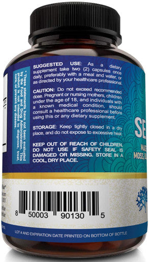 NutriFlair Irish Sea Moss 1600mg, 120 Capsules - Wildcrafted Raw Moss Powder with Bladderwrack & Burdock Root