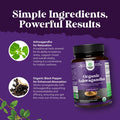 Natures Craft High Strength Organic Ashwagandha Supplements - Calm Mood Support Ashwagandha with Black Pepper for Enhanced Absorption - Vegan and Non-GMO (60 Tablets)
