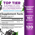 Nature'S Nutrition Elderberry Immune Support 10:1 Extract Capsule - Daily Immune Support Supplement for Adults Natural Sambucus Black Elderberry Antioxidant Vegan Vitamin Sugar & Gluten Non-GMO - 120 Capsules