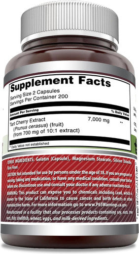 Amazing Nutrition Formulas Tart Cherry Extract 7000mg Per Serving Capsules Supplement | Non-GMO | Gluten | Made in USA (400 Count)