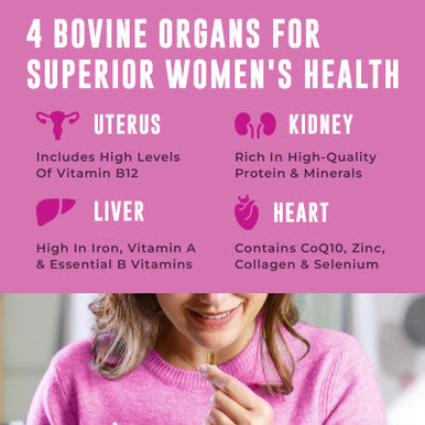 Left Coast Performance Beef Organ Supplement for Women - Beef Liver Kidney Heart and Uterus Tissue Supports Women's Overall Energy and Health - Pasture Raised in New Zealand - No Fillers or Flow Agents - 120 Capsules