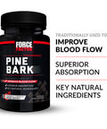 Force Factor Pine Bark Extract, Traditionally Used to Support Nitric Oxide Production, Enhance Flow and Circulation, Made with Key Ingredients, Superior Absorption, Black, 30 Count