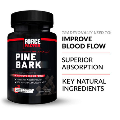 Force Factor Pine Bark Extract, Traditionally Used to Support Nitric Oxide Production, Enhance Flow and Circulation, Made with Key Ingredients, Superior Absorption, Black, 30 Count