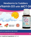 Vitamin D Drops for Babies and Infants with MCT oil, Easy to Use, Premium Quality, Liquid Supplement for Easy Absorption, 120 Days Supply, Nutronic