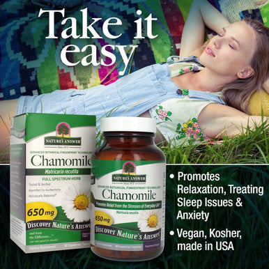 Nature'S Answer Chamomile Flower 90 Vegetarian Capsules | Relaxation Support | Helps with Digestion | Natural Calming Aid (Pack of 1)