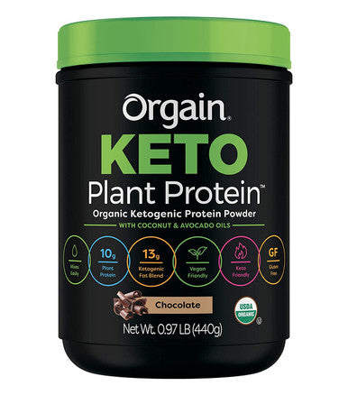 Orgain Keto PlantBased Protein Powder Chocolate Keto Friendly Organic Vegan Gluten Organic Prebiotic Fiber 0.97 Pound Keto Collagen Protein Powder with MCT Oil Chocolate 0.88 Pound