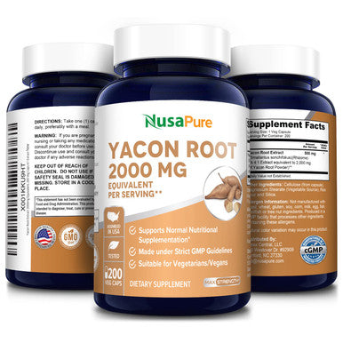 NusaPure Yacon Root Extract 2000mg Serving 200 Vegetarian Capsules (Extract 4:1, Non-GMO & )