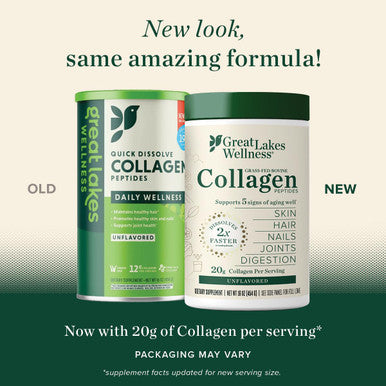 Great Lakes Wellness Collagen Peptides Powder for Skin Hair Nails Joints and Digestion Unflavored 16 Oz