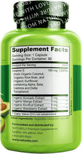 NATURELO Vitamin E - 180 mg (300 IU) of Natural Mixed Tocopherols from Organic Whole Foods - Supplement for Healthy Skin, Hair, Nails, Immune & Eye Health - Non-GMO, Soy Free - 90 Vegan Capsules