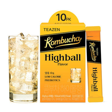 Teazen Highball Flavored Cocktail Mixers Mocktail Drink Mixers Electrolyte & Hydration Drink Mix Sugar Low Calorie Prebiotics 10 Sticks 1.76oz