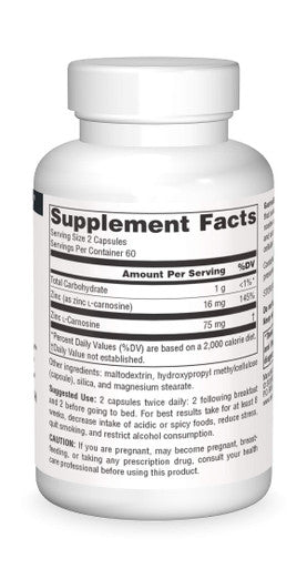 Source s GastricSoothe Zinc L-Carnosine - 120 Veggie Caps