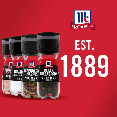 McCormick Grinder Essentials Variety Pack, Non GMO, Varieties Include Black Peppercorn, Himalayan Pink Salt, Peppercorn Medley & Sea Salt, 6.47 oz