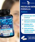 Potent Garden Mega Mineral Supplement Complete Mineral Complex With Calcium Magnesium Zinc Potassium Boron Selenium Chromium & 72 Trace Minerals Iron Calcium Supplement -100 Pills
