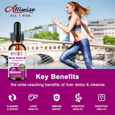 Liver Health Support Liquid, 1000Mg Milk Thistle 80% Silymarin Extract & 250Mg Dandelion Root Extract, Liver Cleanse Detox & Repair Fatty Liver Formula, Vegan, Non-Gmo And All-Natural