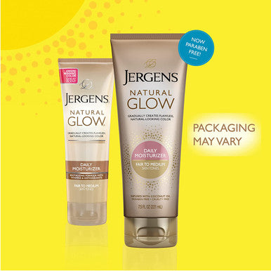 Jergens Natural Glow Sunless Tanning Lotion, Self Tanner, Fair to Medium Skin Tone, Daily Moisturizer, 7.5 Ounce, featuring Antioxidants and Vitamin E (Packaging May Vary)