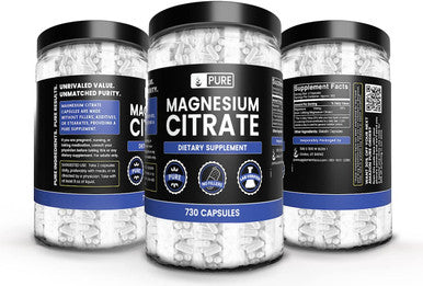 PURE ORIGINAL INGREDIENTS Magnesium Citrate (730 Capsules) No Magnesium Or Rice Fillers, Always Pure, Lab Verified
