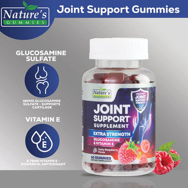 Joint Support Gummies Extra Strength Glucosamine & Vitamin E - Natural Joint & Flexibility Support Gummy - Best Cartilage & Immune Health Support Supplement for Women & Men - 60 Gummies