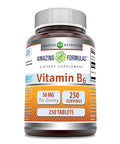 Amazing Formulas Vitamin B6 Pyridoxine 50Mg 250 Tablets Supplement | Non Gmo | Gluten Free | Made In Usa
