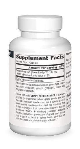 Source s Grape Seed Extract, Proanthodyn 100 mg Antioxidant Protection & Supports Healthy Aging Brain - 120 Capsules