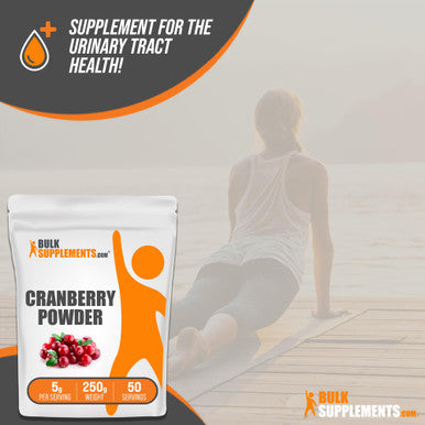Bulksupplements.Com Cranberry Powder - Cranberry Supplements For Women & Men, Dried Cranberries Unsweetened - For Urinary Tract Health, Gluten Free & Sugar Free, 5G Per Serving, 250G (8.8 Oz)