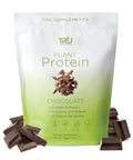 TRU Supplements Plant Based Protein Powder BCAA EAA 20g Vegan Brown Rice & Pea Protein 100 Calories 27 Vitamins No Artificial Flavors 25 Servings (Natural Chocolate Cream)