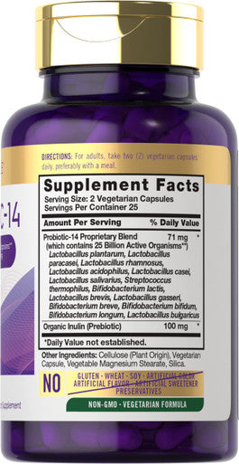 Carlyle Probiotics 25 Billion Cfu | With Prebiotics | 50 Capsules | Vegetarian, Non-Gmo, & Gluten Free Supplement | For Men